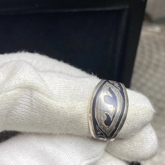 Vintage USSR Sterling Silver 875 Enamel Band Ring – Kyiv KHM – Size 8 – 3.24g - Picture 11 of 11